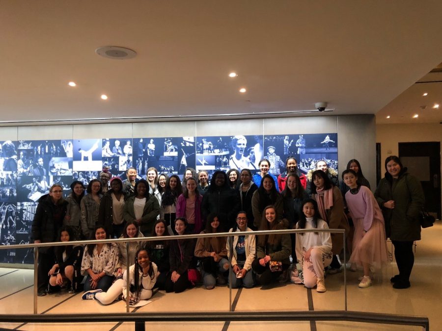 The SHA Choir in the Julliard School following the amazing musical performance they had just heard. 